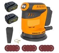 18V Electric Sander, Compatible with Dewalt 18V/20V Battery, 6 Variable Speeds, Up to 15000 RPM, Brushless Orbital Sander with 4PCs Sanding Sheets, for Sanding Polishing Wood (2x5500mAh)