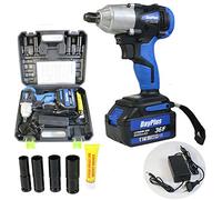 18V Impact Wrench Cordless Power Huge Torque 420Nm Wrench Electric Car Repair Wheel Nut Gun Socket Set 14mm 17mm 19mm 22mm, with Li-Ion Battery 6000mAh, LED Light, Carry Case