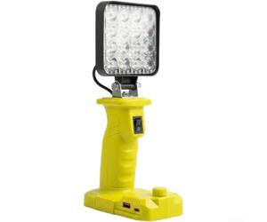 18V LED Work Light 1500LM for Rapid Charging Type-C Port Fits P107 P108 P189 Cells Bright ABS Lamp for Workshop Outdoor Car Fix 13.2x7.5cm