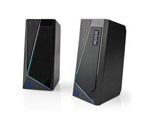 18w DUAL Gaming Speakers RGB LED Lighting Bass USB Wired for PC Desktop Computer