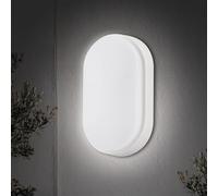 18W LED 4000K IP65 Flush Wall Mounted Oval Bulkhead Light Fitting with White Trim for Indoor, Outdoor, Bath, Office, Hallway, Corridor, Utility, Garden, Shed, Workshop, Patio etc- Improved Version