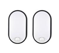 18W LED 4000K IP65 Flush Wall Mounted PIR Sensor Oval Bulkhead Light Fixture for Outdoor, Garden, Shed, Porch, Garage, Workshop, Patio, Hallway, Corridor, Workshop etc -Black - Pack of 2