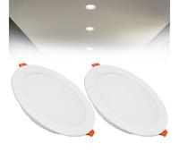 18W LED Recessed Ceiling Spotlights, 6000K Cold White Ultra Slim Panel Light, Cut Φ150-160mm, AC110-240V Round Downlights for Living Room Office, 2 Pack