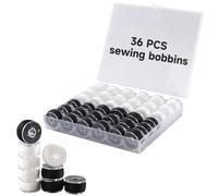 18White + 18Black Bobbin Thread, A Bobbin case, Total 36 PCS Sewing bobbins. Size A prewound Sewing Suitable for Embroidery and Sewing Machines, Brother Singer Embroidery BabyLock Janome Singer.