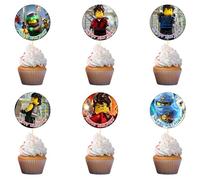 18x Ninja Cupcake Toppers - Strong Picks Happy Birthday Décor, Cupcake Decorations for Kids' Birthdays