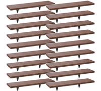 18x Wall Shelf 18-Piece Set Walnut 43x11cm Mounting Accessories Shelving Storage