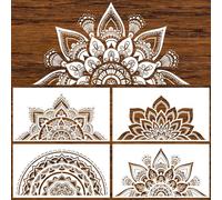 18x10 Inch Mandala Stencil Reusable Mandala Painting Templates Stencil Floral Design Drawing Stencil for DIY Wall, Tile, Furniture, Canva, Outdoor Indoor Decoration 4 PCS