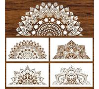 18x10 Inch Mandala Stencil Reusable Painting Templates - Floral Design Craft Stencil for DIY Wall, Tile, Furniture, Canva, Outdoor Indoor Decoration - 4 PCS