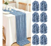 18x108 Inch Dusty Blue Cheesecloth Table Runners Fall Boho Wedding Decor | 8 Packs Cheese Cloth Boho Gauze Rustic Sheer Table Runners for Wedding Birthday Bridal Baby Shower Party Decoration