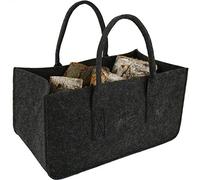18x11x10 inch Firewood Carrier Log Tote Bag Fireplace Log Carrier Holders Woodpile Rack Fire Wood Carrying Felt Bag,Outdoor Camping Storage Basket Bag Portable ,4-6 Days to reach you! (Black)