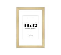 18x12 Gold Frame With Mount for 12x8 Pictures 28mm Edge Portrait and Landscape Display with Wall Hooks, 1 Pack