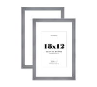 18x12 Grey Picture Frame - 18x12 Frame with A4 Mount for 18x12/A4 Pictures Art Deco Style Classic Interior Design Décor, 2 Pack