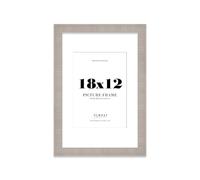 18x12" Grey Picture Frame with A4 Mount - Shabby Chic Photo Frame with Distressed Finish, Wall Hooks, 32mm Edge - 1 Pack