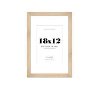 18x12 Oak Frame With Mount for 12x8 Pictures 28mm Edge Portrait and Landscape Display with Wall Hooks, 1 Pack
