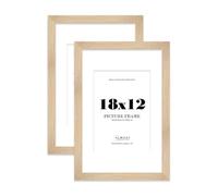 18x12 Oak Frame With Mount for A4 Pictures 28mm Edge Portrait and Landscape Display with Wall Hooks, 2 Pack
