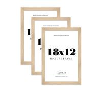 18x12 Picture Frame, Display 18x12 Pictures (45.7 x 30.5cm) Picture Frame for wall Display - Oak - 3 Pack