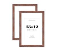 18x12 Rustic Wood Frame With Mount for 12x8 Pictures 28mm Edge Portrait and Landscape Display with Wall Hooks, 2 Pack