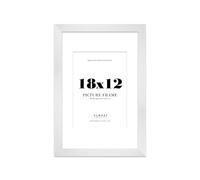18x12 White Frame With Mount for A4 Pictures 28mm Edge Portrait and Landscape Display with Wall Hooks, 1 Pack