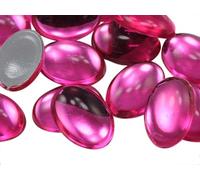 18x13mm Pink Hot .NAP01 Flat Back Oval Acrylic Cabochons Rhinestones Plastic Gems Embellishments for Crafts, Costumes, Card Invitations, Jewelry, Cosplay - 25 Pieces