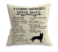 18''x18'' A German Shepherd’s House Rules Throw Pillow Cover,Funny Dog Silhouette Decor Decorations For Home Bedroom Living Room Girls Room,Gifts For Dog Lovers German Shepherd Mom Girls Women