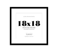 18x18 Black Picture Frame with Mount for 16x16 Photos, Prints - Modern Square Wall Frame, 1 Pack