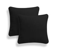 (18x18", Black) Set of 2 Plain 100% Cotton Soft Decorative Square Cushion Covers throw Pillow cases, Home Decor For Sofa couch Bed & Chair in 16" 18" 20" sizes