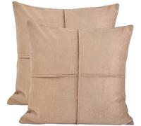 18x18 Caramel Brown Throw Pillow Covers Set of 2 Faux Suede Soft Leather Like Decorative Square Beige Pillowcases for Couch Sofa Chairs Vegan Suede Camel Light Brown Cushion Covers Rustic Modern
