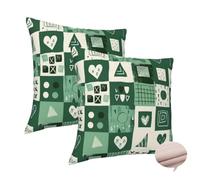 18x18 Cushion Covers Sage Green Cushions Pack of 2 Square Decorative Pillows, Retro Cushion Covers Double-Sided Pillow Covers, Linen Lumbar Cushion Cover for Livingroom Decor, Four Seasons -J360