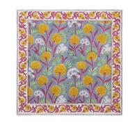 18x18 Inches Cotton Napkins Set of 4, Pink Yellow, Washable Hand Block Printed Reusable Cloth Napkins For Dinning, Party, Wedding, Halloween Home Decor Autumn