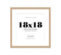 18x18 Oak Picture Frame with Mount for 16x16 Photos, Prints - Modern Square Wall Frame, 1 Pack