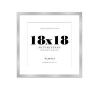 18x18 Silver Picture Frame with Mount for 16x16 Photos, Prints - Modern Square Wall Frame, 1 Pack