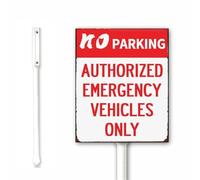 18x22cm Vintage Yard Sign No Parking Authorized Emergency Vehicles Only Metal Parking Sign with Stand Lawn Sign Sturdy Aluminum Rustfree Weatherproof Easy Install Outdoor Use