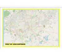 18x24 - Map of San Antonio with Neighborhoods, Streets, Roads, Highways and Parks - Laminated Wall Map Poster Print - Vivid Imagery with Bright Colors