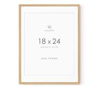 18x24 Poster Frame, Solid Oak 18x24 Poster Frames Matted to 16x20, 24x18 Natural Wooden Frame Horizontal or Vertical Wall Mounting, Set of 1
