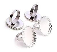 18x25mm 10pcs/Lot Stainless Steel Adjustable Ring Settings Blank/Base,Fit 18 * 25mm Glass CabochonsDeft and Professional