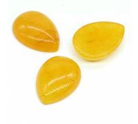 18x25mm Water Drop Shape Loose Beads Natural Crystal Stone Flat Back Cameo Spacers for Jewelri Making DIY Pendants Necklace -Yellow Jade-1pcs