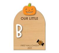 18x26cm Baby Handprint And Footprint Kit, Wood Babies First Halloween Keepsake, Keepsake Ornament With Print Pad Halloween Footprints Board, Baby Handprint Memory Ornaments For Birth Shower Mom Dad Ki