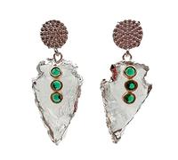 18x30mm Raw Crystal Quartz Rough Arrow Head Shape Pave Drop Stud Earrings Metal Plated For Women Vintage Jewelry