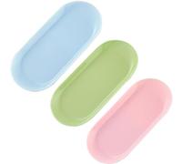 18x8.5cm Oval Plastic Tray, 3Pcs Decorative Storage Tray, Plastic Organizer Plate, Pink/Green/Blue