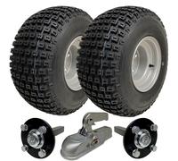 18x9.50-8 ATV Quad Trailer Kit, Knobby Wheels Hub & Stub Axles Cast Hitch 204kgs