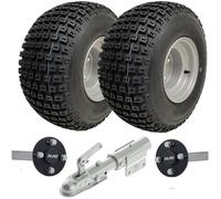 18x9.50-8 ATV Quad Trailer Kit Knobby Wheels Hub & Stub Axles Swivel Hitch 204kg