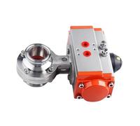 19-108mm Pipe 1.5" 2" -4" Tri Clamp SS304 Stainless Steel Sanitary Valve with Pneumatic Actuator 1Pcs(133mm Pipe145mm AT88,Double Acting)