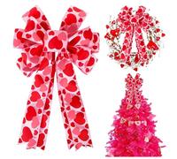 19 * 11 Inch Large Bow for Valentine Tree Topper Heart Print Wreath Decor Holiday Ornament Decorations for Home (Multicolor, 50cmx28cm)