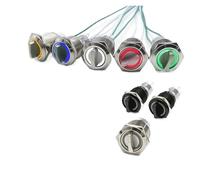 19/22MM Self-return Momentary Self-locking Fixation Waterproof DPDT Metal Selector Knob Rotary Switch 2 3 Position with LED Lamp IDGTTLDF(19MM Silver,220V)