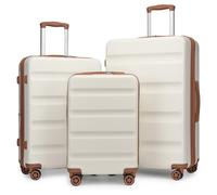 (19/24/28 inch set) 19/24/28 Inch ABS Hard Shell Suitcase Cream Color Luggage with 4 Spinner Wheels and Dial Combination Lock