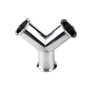 19 25 32 38 45 51-108 mm Pipe OD 1.5 2 2.5 3 3.5 4 inch Tri-Clamp Stainless Steel Y-Shaped Tee Fittings(89mm Pipe OD K106)
