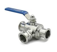 19/25/32/38/51mm Stainless Steel Three-Way Ball Valve T L Port Ferrule/50.5/64mm 1Pcs(L-Port,19mm Ferrule 50.5)