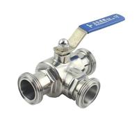 19/25/32mm Connection End SUS 304 Stainless Steel Sanitary T L Port Tee 3 Ways Ball Valve Home Brew Beer(L-Port,19mm)
