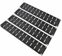19" 2U Vent Rack Panel with Black Finish & Strengthening Flange - Pack of 4