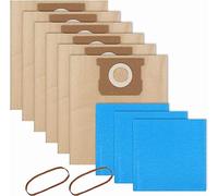 19-3100 Shop Vac Bags Compatible with Stanley 5 to 6 Gallon wet dry vacuum, 6 Pack Disposable Filter Bags and 3 Pack Reusable Filter Bags and 2 Bands